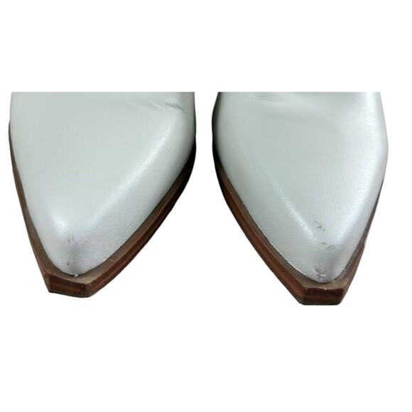 Marc Fisher Women's Matter Block Heel Booties Sz 7.5 M White Leather Pointy Toe - Picture 7 of 10